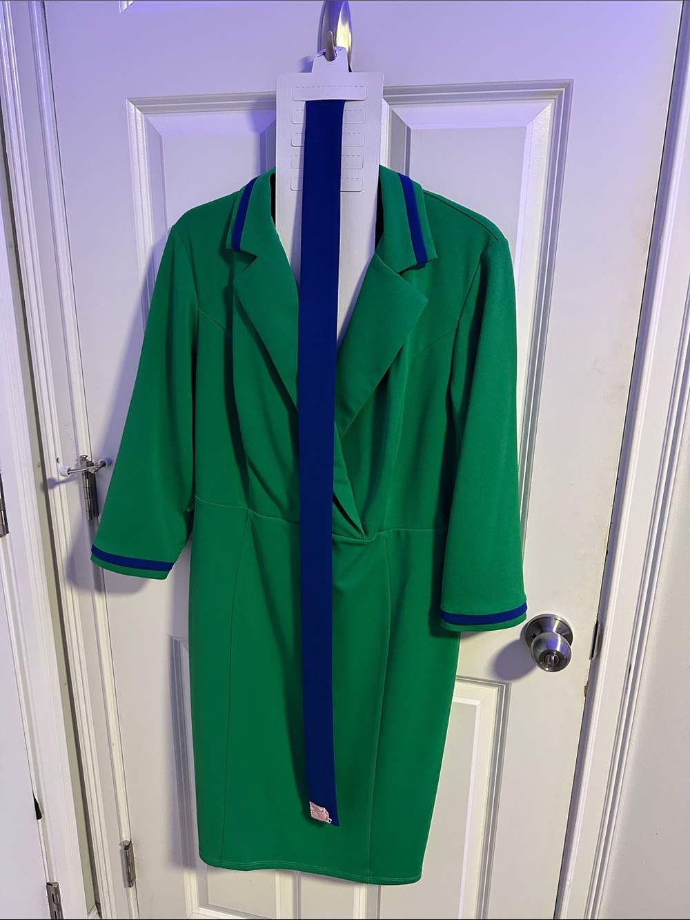 New York & Company Green Dress with Blue Trim